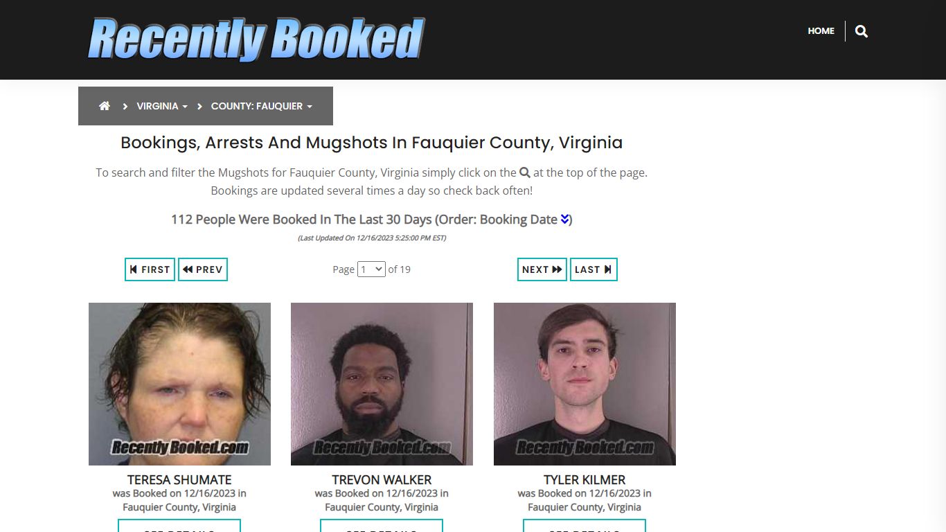 Bookings, Arrests and Mugshots in Fauquier County, Virginia