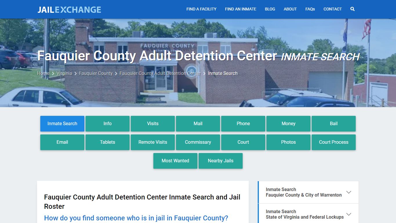 Fauquier County Adult Detention Center Inmate Search